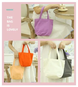 Canvas tote bag detail view, simple portable lunch handbag, stylish daily casual purse.