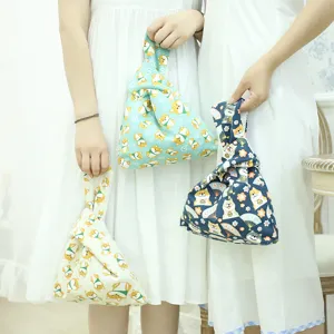 Japanischer Knoten Handgelenk Tasche Canvas süßer Shiba Inu Druck Handytasche Stil