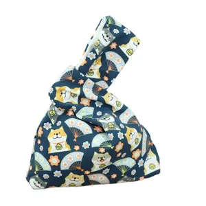 Japanische Knoten Handtasche niedlicher Shiba Inu Druck Segeltuch Beutel Handy Umhängetasche.