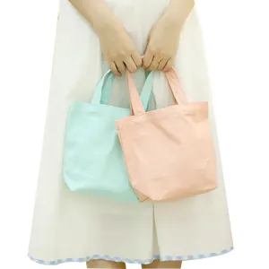 Simple portable monochrome canvas bag student lunch box bag handbag bento bag lunch bag