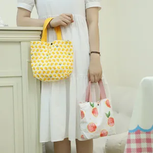 Sommer niedliche kleine Segeltuch Handtasche, lässige Enten Obst Druck Tasche für Frauen.