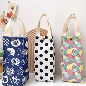 Minimalistisch Segeltuch Wasserflaschen Hülle Tragbar Reisen Becher Schutzhülle Tasche Lässig Milch Tee Tasse Beutel Träger Griff