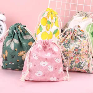 Sacchetti coulisse cotone simpatici mini borse stoccaggio per piccoli oggetti moneta rossetto