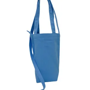 Einfache einfarbige Leinwand-Wasserflasche Tasche mit Umhängegurt für den täglichen Gebrauch