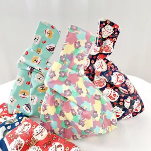Japanische Segeltuch Knoten Handgelenktasche süßer Cartoon Hund Bär Glückskatze Tasche