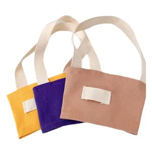 Einfarbige Canvas Tassenhülle tragbarer Getränkehalter Kaffee Milch Tee Tragetasche neu