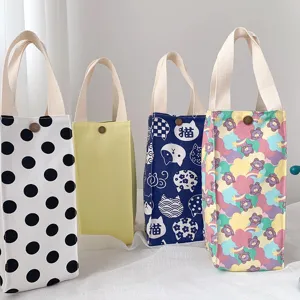 Tragbare Canvas Trinkflaschen Tasche niedliche Becher Hülle Handtasche Tragebeutel