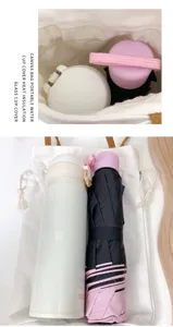 Borsa tote in tela con thermos e set di ombrelli portatili custodia minimalista per viaggi giornalieri