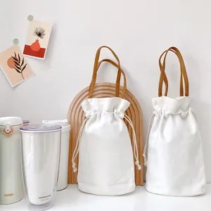 Borsa Porta Bottiglie in Tela Minimalista Tinta Unita Custodia per Borraccia con Coulisse Sacchetto per Ombrello Porta Bicchiere Accessori Quotidiani