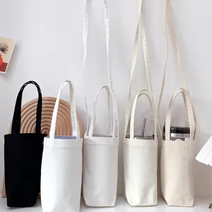 Minimalistische Canvas Wasserflasche Tasche Umhängetasche Becher Hülle Schutzhülle