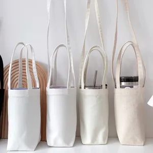Minimalistische Wasserflaschen Tragetasche Segeltuch Umhängetasche Umhängeriemen Handtasche Flaschenhülle Thermoskanne Schutzhülle Mehrzweck Aufbewahrung Kleine Handtasche