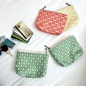 Koreanischer Stil Floral Gestickte Leinwand Kosmetiktasche Kleine Reißverschluss Tasche Für Damen Reisen Lippenstift Schreibwaren Beutel