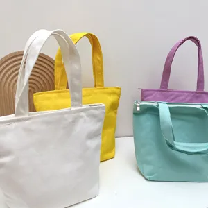 Einfarbige Canvas Bento Brotdose Tasche Kosmetik Aufbewahrung Handtasche kleine Tasche
