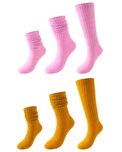 Bunte Bonbonfarbene Slouch Socken einfarbig Strick lange Strümpfe warme Legwarmer