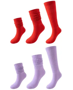 Einfarbige Slouch Socken und lange Strümpfe Set, bequeme bunte warme Wintersocken für Damen.