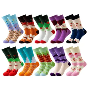 Ensemble de chaussettes mi-hautes femme mode motif fruit glace dopamine coloré.