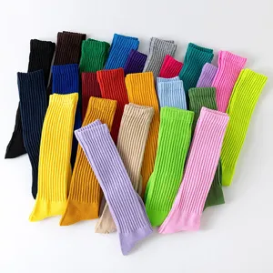 Damen Slouch Socken Bubble Socken Modische Gerippte Dicke Strick Lange Lose Socken Warme Bonbonfarben Beinstiefel Alltag Hosiery