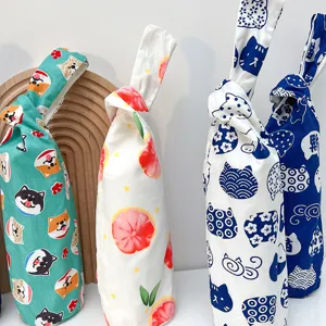 Japanische Canvas Wasserbecherhülle Schutzhülle tragbarer Griff kleine Handtasche Tasche.