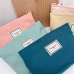 Borsa cosmetica in tela colore caramella cerniera pochette da viaggio organizzatore trucco