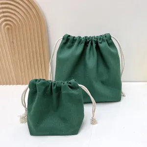 Einfarbiger Canvas Kordelzug Aufbewahrungstasche Make-up Beutel staubdichter Stoffbeutel.
