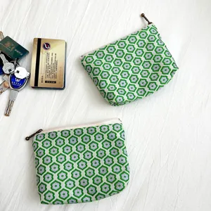 Koreanisches florales Reissverschluss Kosmetiktasche kleine tragbare Make-up Tasche Geldborse
