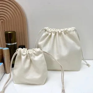 Leinwand Kordelzug Make-up-Tasche einfarbige Aufbewahrungstasche Set Damen Alltag