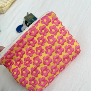 Koreanischer Stil Blumen Kosmetiktasche kleine Aufbewahrungstasche Reißverschluss Mäppchen