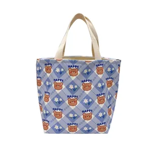 Niedliche Karomuster-Lunchtasche mit Reißverschluss für Schüler, ideal für die tägliche Mahlzeit.