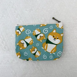 Süßes Cartoon Shiba Inu Leinwand Reißverschluss Münzgeldbörse Detail für Schlüssel.