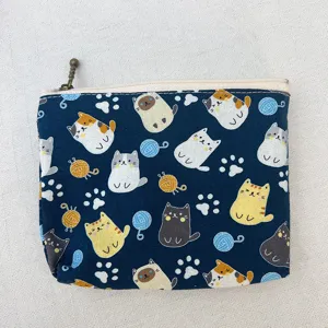 Süße Katzen Canvas Münzbörse mit Reißverschluss für Damen und Studenten. Tragbare Mini Tasche.