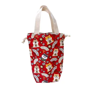 Niedliche Shiba Inu Segeltuch Wasserflasche Tasche Kordelzug Becherhülle Tragetasche neu