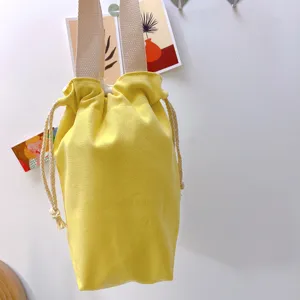 Leinwand Kordelzug Tasse Huelse gelb tragbare Tasche kleine Aufbewahrungstasche Miniorganizer