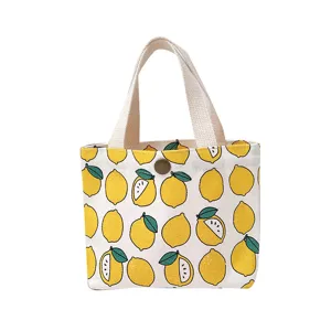 Bolso de lona con estampado de limón mini bolsa de compras casual para el uso diario