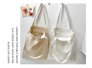 Minimalistische Canvas Tragetasche mit grossem Fassungsvermoegen, laessige Umhaengetasche.
