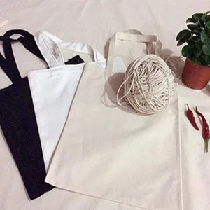 Einfarbige weiße schwarze Baumwolltasche DIY Handtasche Shopper Tragetasche Canvas Beutel