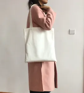 Einfache weiße Baumwoll-Leinwand Tragetasche zum Selbermachen, minimalistische Schultertasche.