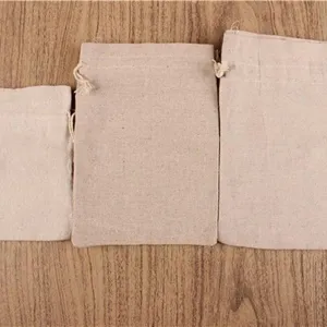 Leere baumwolle leinen kordelzug aufbewahrungsbeutel, natürliche geschenkbeutel verpackung.