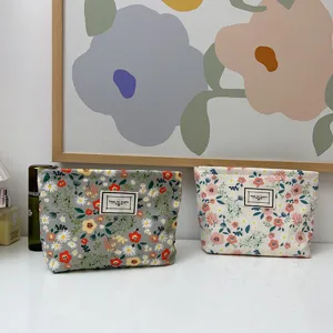 Kord Blumen Kosmetiktasche Reise tragbare Clutch Pouch für Damen Make-up Organizer