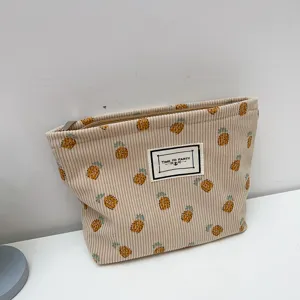 Trousse de toilette de voyage en velours cotes imprime ananas pochette de rangement