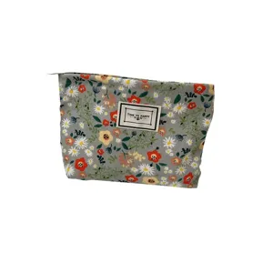 Kordfaser blumenkosmetiktasche reise tragbare make-up tasche reißverschluss kulturbeutel schick