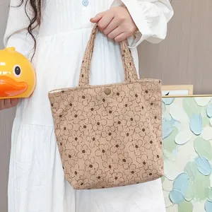 Schöne Cord Handtasche mit Blumenmuster, vintage Freizeit Tasche für Damen Alltagsgebrauch.