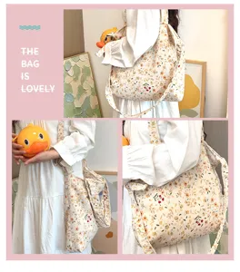 Retro Cordfleece Umhängetasche mit Blumenmuster lässige Herbst Winter Tasche für Damen