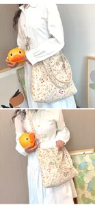 Blumige Cord Umhängetasche mit feinen Stoffdetails, vintage lässiger Stil für den Alltag.