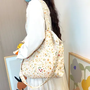 Floral Kord Umhängetasche für Damen Retro lässige Schultertasche Herbst Winter Neu.