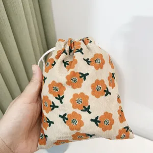 Kordfutteral Kosmetiktasche, tragbare Blumen Make-up Tasche, kleine Reise Aufbewahrungstasche.