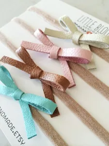 Baby leather bow headbands elastic hair bands cute infant hair accessories for daily wear