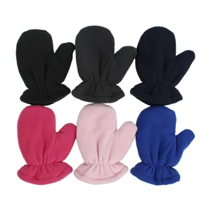 Kinder Winter Fleece Fäustlinge Set warme einfarbige Baby Kleinkind Handschuhe 6 Farben