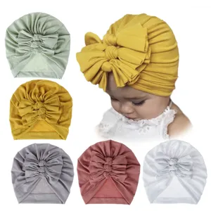 Baby turban hat soft knitted bow infant cap cute toddler headwrap multi color detail view