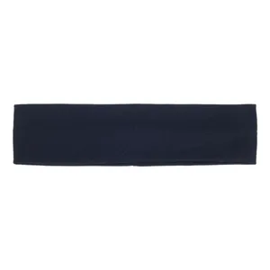 Vue détaillée du bandeau de sport en coton bleu marine, montrant un tissu élastique.