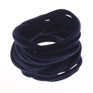 Dark blue elastic nylon hair bands detail, soft stretchy baby headbands DIY accessories.